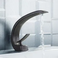 Bathroom Sink Faucets Arc Basin Faucet Brass Made Brush Nickel/ORB Painting Deck Mounted Cold Tap Mixer