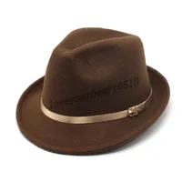 Fedora Hat осень зима теплый верх топ джазовая шляпа черная скручиваемость Bril винтажная церковь для женщин-вечеринка элегантная трилби кепка