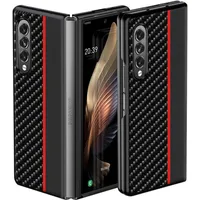 Carbon Fiber PU Leather Hard PC Mobile Phone Cases For Samsung Galaxy Z Fold 3269z