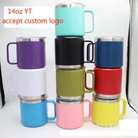 14oz Mugs Tumbler Stainless Steel Coffee Mug With Handle Double Wall Vacuum Insulated Tumblers TravelCups CoffeeThermos withlids accept custom logo WLL1108