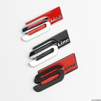Metallbilklistermärke för Audi Sline A3 A4 A5 A6 A7 S3 S4 S5 S6 S7 C7 B8 B9 Car Grill Klistermärke Bil Fender Side Stickers s Line Emblem