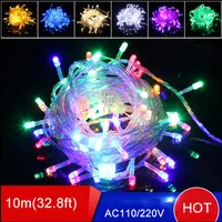 Strings 35pcs lot Multicolor 10M 100 LEDs LED String Light Christmas With 8Display Modes For Party Wedding Lamps 110 V US Plug