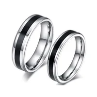 Erkek Tungsten Düğün Bantları Yüzükler Ince Siyah Çizgi Nişan Yüzüğü Erkek Takı 6mm Geniş