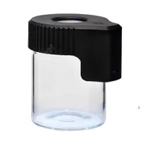 Led Magnifying Stash Jar Mag Magnify Viewing Container Glass Storage Box USB Rechargeable Light Smell Proof DAC236