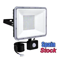 100W Motion Sensor Led Flood Lights 50w Outdoor Security Floodlights IP66 Waterproof Auto ON/Off Lamp for Garage Billboard Warehouse Stairs 6500K AC86-265V