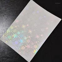 Geschenk Wrap 210 x 297mm Folie Klebeband Zurück Schneeflocke Holographische Stempelung auf Papier Kunststoff DIY Paket Farbe Karte 50 Blatt1