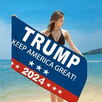 Presidente Trump 2024 Produtos Verão Tiktok Banheira Toalha de Praia Mantenha a América Grande Bandeira dos EUA Imprimindo Tapete Quick Seco cobertores 150 * 75cm Material Febric G78G82L