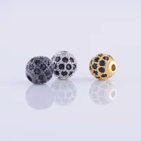 5pcs levererar vintage svart zirkon pärlor för smycken gör små kopparmicro pave cz pärlor charms grossist abalorios