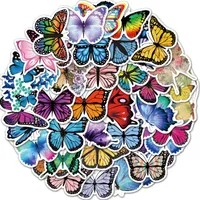 50PCS Lot All Kinds Butterfly Stickers Beautiful Butterfly Doodle Sticker Waterproof Luggage Notebook Wall Stickers Home Decoration 728 S2