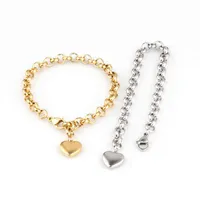 Coeur Pendentif Bracelets Gold Chain en acier inoxydable pour femmes Cadenas Snake Cadeau Bijoux