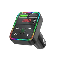 F2 Bil Bluetooth Chargers FM-sändare Trådlös handsfree-ljudmottagare TF-kort MP3-spelare 3.1a Dual USB PD Snabb Laddare med färgstark LED-bakgrundsbelysning