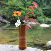 Japoński bambusowy kwiat wazon do dekoracji domu ręcznie robione prezent ślubny garnki stoi wystrój butelek drewna 210610