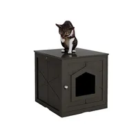 EUA estoque de madeira casa de animal de estimação gato caixa de ninhada casa caixa de decoração de casa com gaveta, mesa lateral, cobertura interior casa camiseta A43 A08