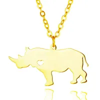 Rhinos Charm Necklace Gold Color Silver Stainless Steel Pendant Jewellery Chains