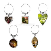 DIY Blank Sublimation Alloy Wine Glass Charms Marker Stemware ID Hoop Tags Party Cup Rings Heat Thermal Transfer Print Designs Wine Tasting Cup Signature Tag WHT0228