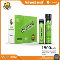100 % Original Vapesoul Smile II 1500Puffs 일회용 펜 전자 담배 vape 5ml 600mAh 충전식 배터리 vapes 펜 플러스 XXL