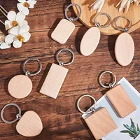 Free DHL Blank Wooden Key Chain Round Pendants Personalized Wood Keyring Car Rectangle Keychains Supplies for DIY Craft Making Kimter-G199F