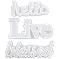 Silicone Mold Hello Love Live Blessed Epoxy Resin Molds DIY Ornament for Home Office Wedding Decor