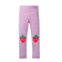 Jumping meters Girls Strawberry Leggings Pants for Autumn Spring Embroidery Baby Stripe Clothing Skinny 210529