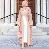 Abayas für Frauen 2021 Kaftan Abaya Dubai Islam Floral Cardigan Muslim Kleid Kaftan Marocain Hijab Türkische Islamische Kleidung1