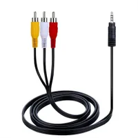 3.5mm Jack Plug Male to 3 RCA Adapter Audio Aux Cable Video AV Cord for DVD Player Recorder HiFi VCR TV Stereo about 112cm