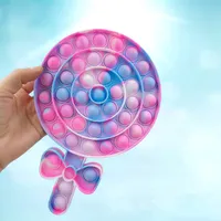 Tie-geverfd Push Bubble Fidget Speelgoed Lollipop Design Squeeze Sensory Popper Bubble Board Game Siliconen Lolly Educatief Decompressy Toy voor Autisme Stress reliëf