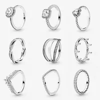 Le donne anelli di nozze 925 sterling silver cubic zirconia vestiti stile Pandora stile femme gioielli signora compleanno fidanzamento regalo con scatola originale