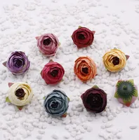 Dia 4cm Fleurs artificielles Rose Fleurs pour Boîtes cadeaux de fête de mariage DIY, fleur décorative pour chapeau ou cadeau, casque,