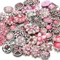 Noosa Pink Ginger Snap Button Class Ustalenia biżuterii Crystal Chuns Charms 18mm Metalowe Przyciski Szybki dostawca