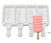 Newnew Dining 4 세포 실리콘 아이스크림 금형 수제 식품 등급 아이스 롤리 몰드 냉장고 아이스크림 바 금형 제조기 EWB6118