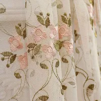 Vorhangvorhänge Tiyana Koreanische Schöne Blume Stickerei Tüll fertigt Spitze Stoff für Schlafzimmer Prinzessin Zimmer Benutzerdefinierte Voile # 4