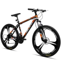 US Warehouse Hiland 26 인치 21 속도 알루미늄 합금 서스펜션 자전거 더블 디스크 브레이크 산악 자전거 자전거 서비스 B1203