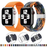 Nylon Fabric Band For Apple Watch Strap iwatch Series 7 6 SE 5 4 3 38mm 40mm 42mm 44mm 41mm 45mm Adjustable Braided Rainbow Solo Loop Elast Men Women Sports Smart Straps