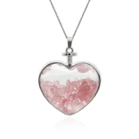 Chips de corazón Piedra colgante Gemstones naturales Locket de vidrio Colgantes para collar Mujeres Regalos de joyería