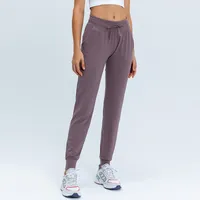 L-31 Kadın Dış Mekan Sweatpants Fitness Yoga Pantolon İnce Ön El Cepleri ile İnce Joggers Gasit Parkı Pantolon Gevşek Düz Nefes Alabaş Traning Pantolon