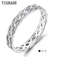 TIGRADE 925 Sterling Silver Ring Women Celtic Knot Wedding Band High Polish Classic Stackable Simple Rings Sale 220211