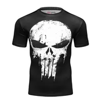 Sıkıştırma T Gömlek Erkekler 3D Baskılı T-Shirt Kısa Kollu Cosplay Fitness Vücut Geliştirme Erkek Egzersiz Tops Punk Kafatası Skeleton Tee 220302