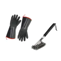 WACO-Grillbürste mit Handschuhen, Fleisch BBQ Barbecue Pinsels Werkzeuge, Küche Kochen Ofen Rack Reinigung, Edelstahl, 18 Zoll