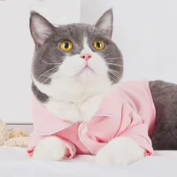 Chemise Chemise Chemise Chemise pour animaux de compagnie Coton Pyjamas français Convient aux petits et moyens chats Bouton à 2 pattes rose noir