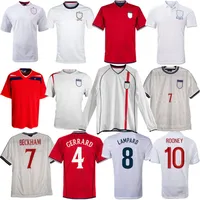 2000 2000 2000 2000 2008 2008 2010 2012 2013 Retro Jersey 2003 2005 2007 Gerrard Beckham Lampard Rooney Owen Terry Inglaterra Camisa de Futebol Vintage