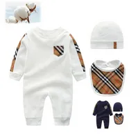 Baby Mamper Newborn Rampers 3 pieza Set para niños y niñas niños moda de lujo algodón puro mono de alta calidad