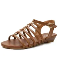 Sandalias kiperann verano moda playa zapatos de playa pendiente tacón correa plana parte inferior damas casual romano