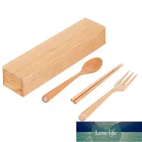 Cuchara natural de la horquilla de la tenedor de palisandro rojo y el palillo fijaron la prima del estilo chino con el estuche de bambú para el regalo personalizado