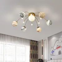 천장 조명 노르딕 스타 라이트 LED 유리 공 크리 에이 티브 주방 거실 아이언 E27 키즈 침실 아이 램프