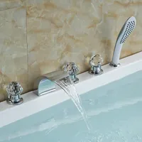 Banyo lavabo muslukları krom pirinç şelale küveti musluk el duş musluk