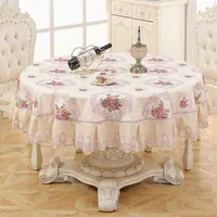 NXY Tablecloth New European Style Round Cloth Floral Embroidered Wedding Praty Banquet Cover Tea Coffee 0128