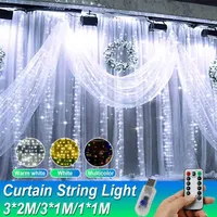 Étanche Sliver Wire LED String Light Rideau Tree Strip avec contrôleur à distance Fairy Noël Holiday Holiday Party Decoration Strips