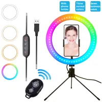 Selfie Ringlicht mit TripodMobile-Telefonhalter, dimmbare Desktop-Lichter für Live-Rundfunk- / Make-up-Stand-Lampen-Kit
