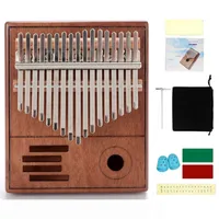 17 Nycklar Thumb Piano Kalimba med Tuner Hammer Music Book Protective Bag (Retro Style)