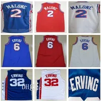 Professional Mens 2 Moses Malone 6 Julius Erving Jersey Blue Red White 32 Julius Erving 13 Wilt Chamberlain Stitched Basketball Jerseys Size S-2XL
